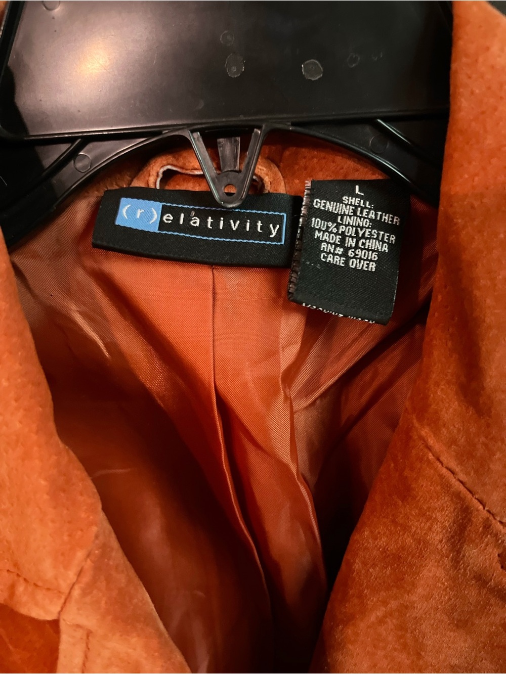 Relativity Burnt Orange Genuine Suede Leather Blazer Jacket Size Large - Picture 6 of 10